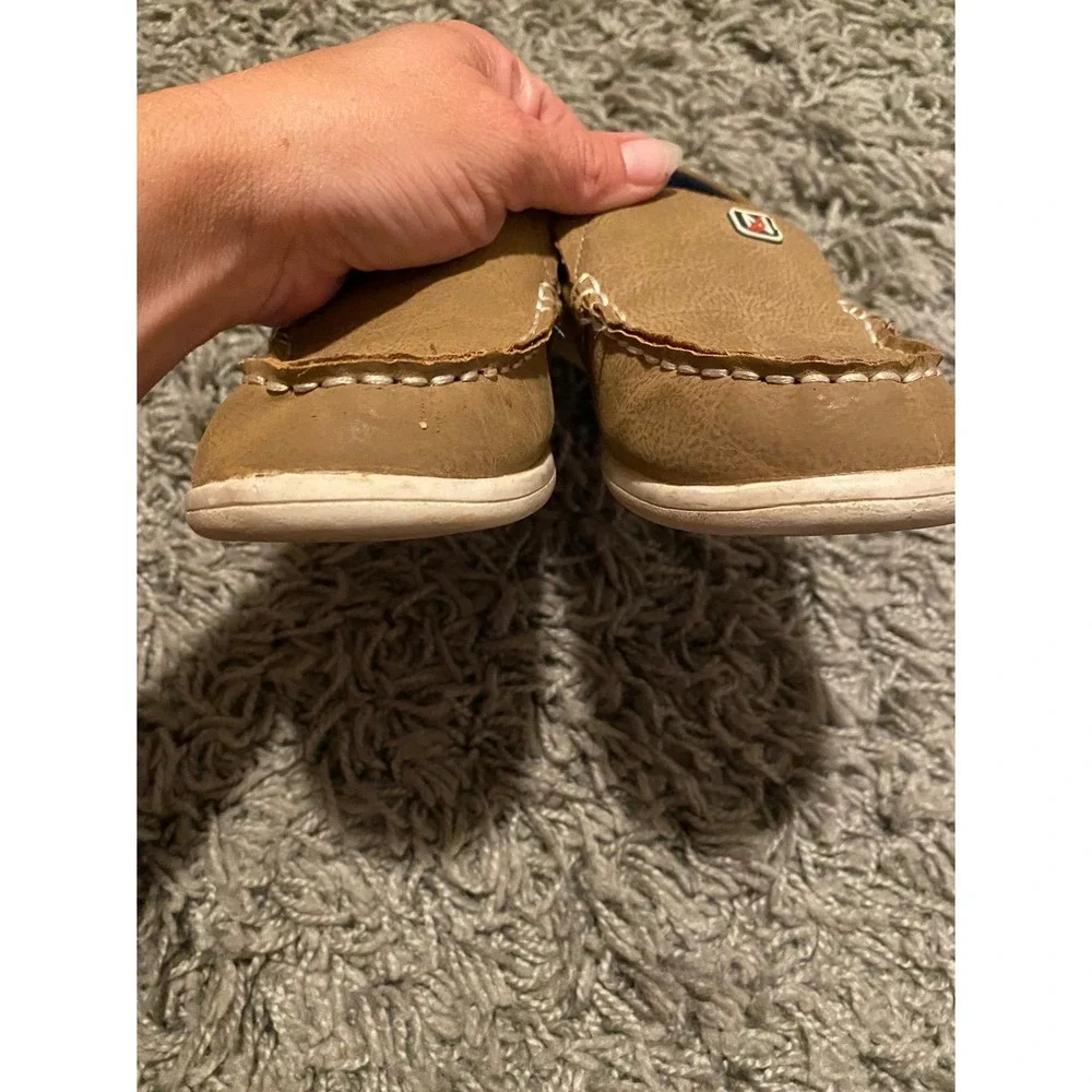 Nautica Boys Tan Brown Boat Shoes Slip On Loafers Size 3 Kids Casual Dress